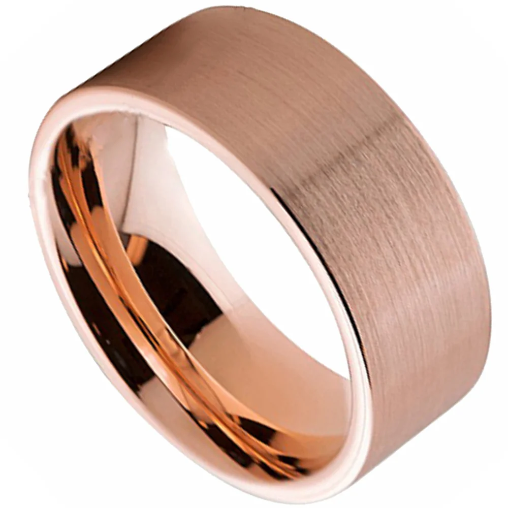 6MM 8MM Rose Gold Flat Tungsten Rings Couples Wedding