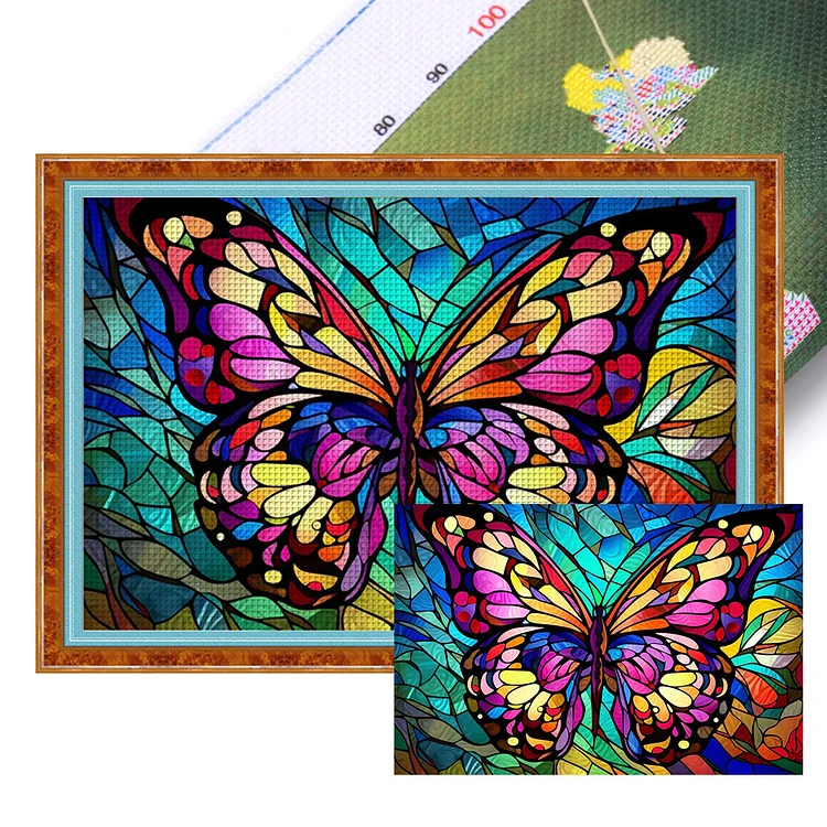 Glass Art - Butterfly 11CT Stamped Cross Stitch 60*40CM