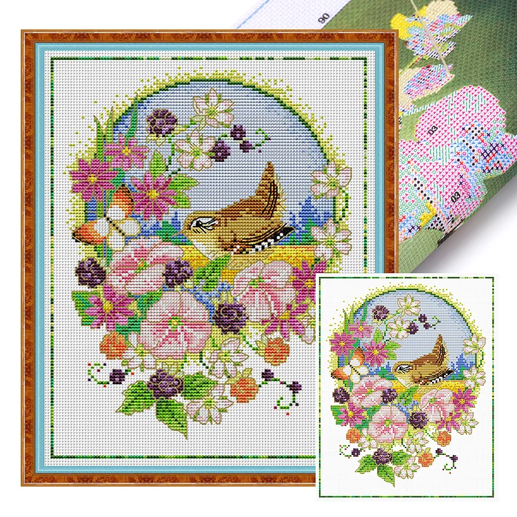 Spring Brand - Flowers And Birds 11CT Stamped Cross Stitch 35*40CM