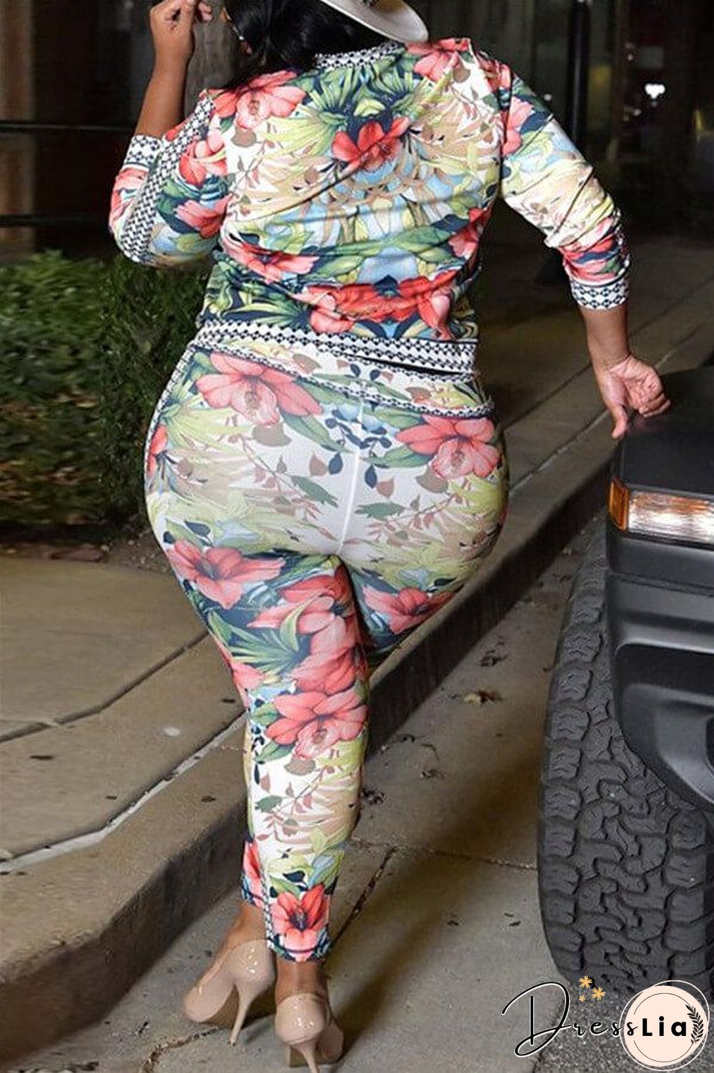 Sexy Print Split Joint Plus Size Set