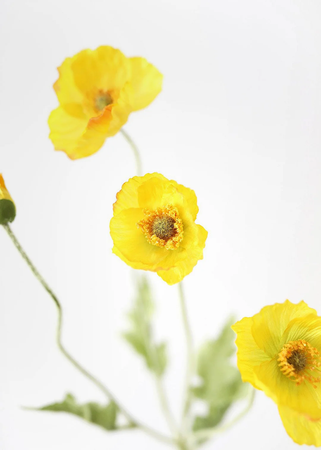 Yellow Fake Poppy Flowers - 23"