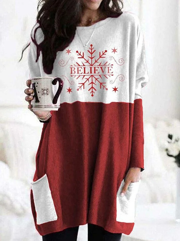 Print Figure Round Neck Long Sleeves Christmas Sweatshirt