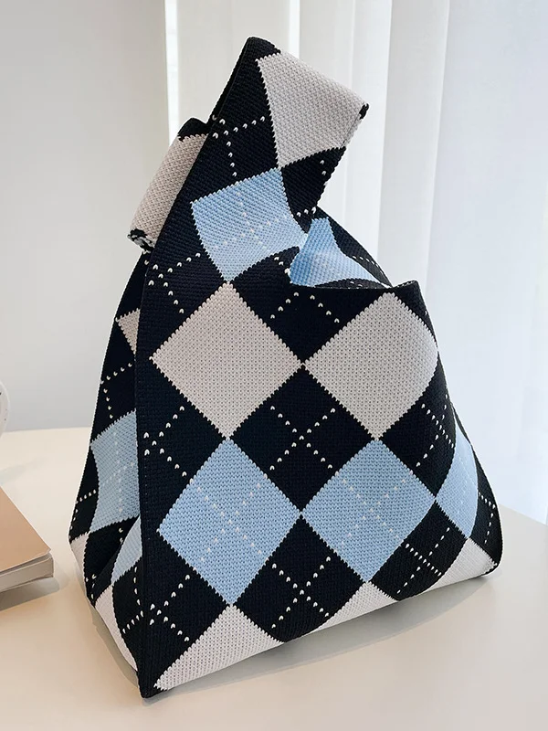 Urban Checkerboard Contrast Color Color-Block Bags Accessories Handbags