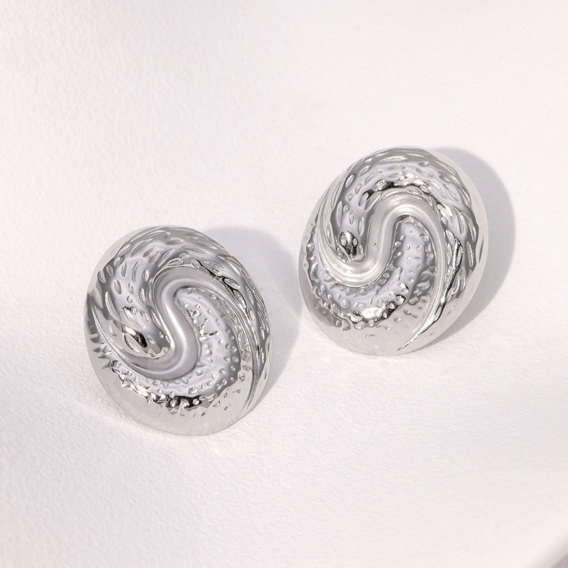 Retro Earrings French Style Personality Design Geometric Stainless Steel Earrings For Women