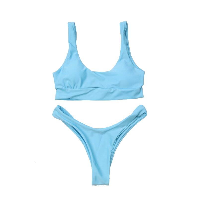2020 NEW Sexy Sport Bikini Push Up Swimwear Women Swimsuit Solid High Waist Bikini Set  Bathing Suit Female Brazilian biquini