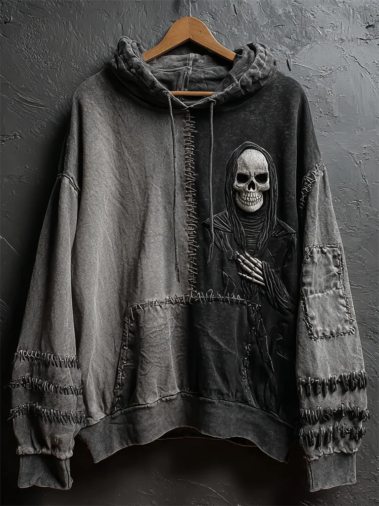 Halloween Grim Reaper Contrast Stitched Hoodie