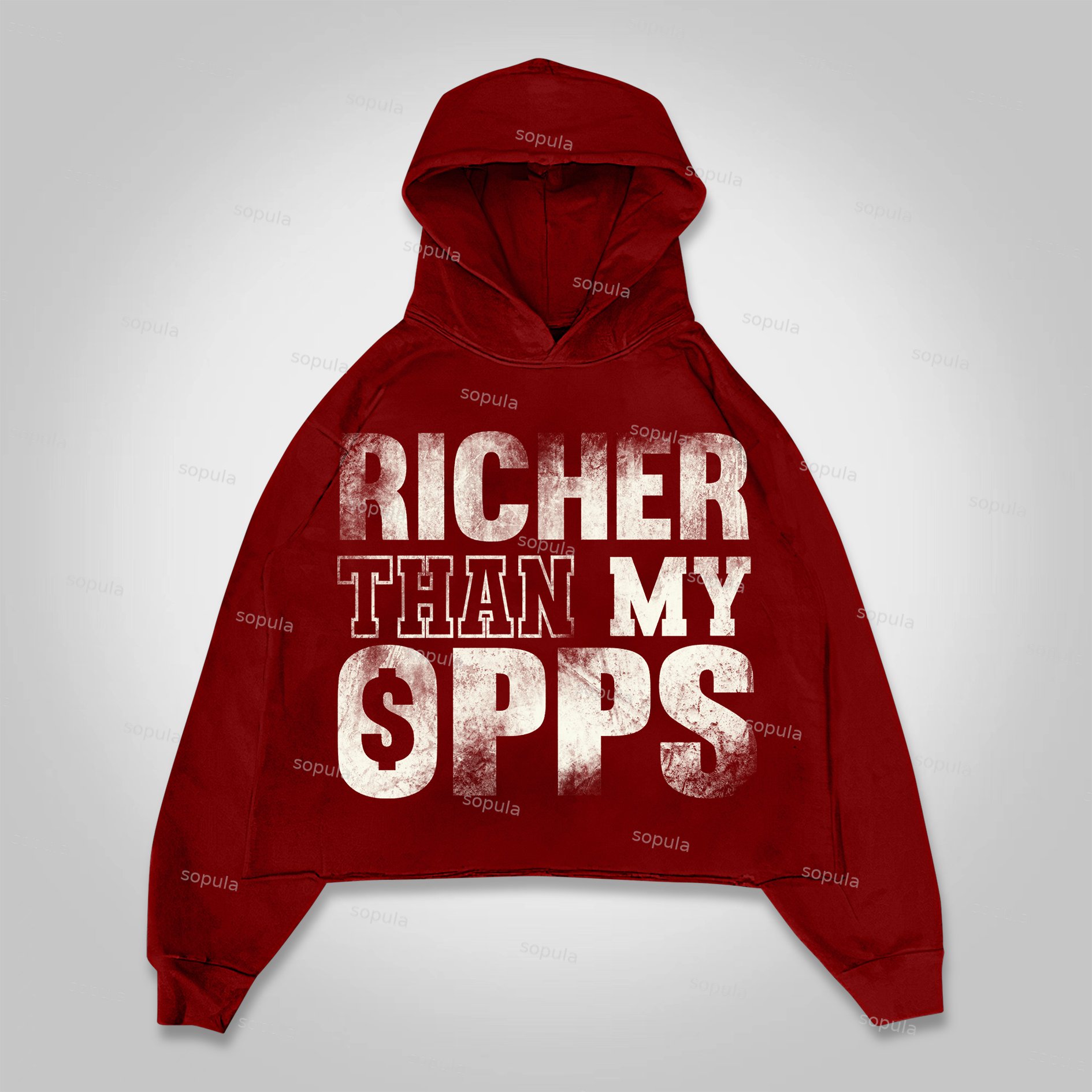 Sopula Richer Than My Opps Graphics Cropped Hoodie