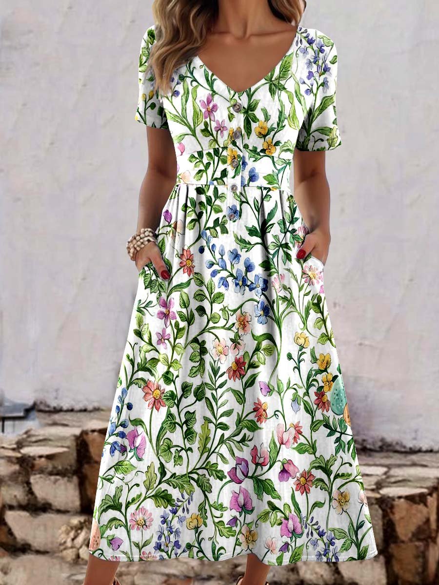 Women's Floral Art Pattern Print Casual Dress