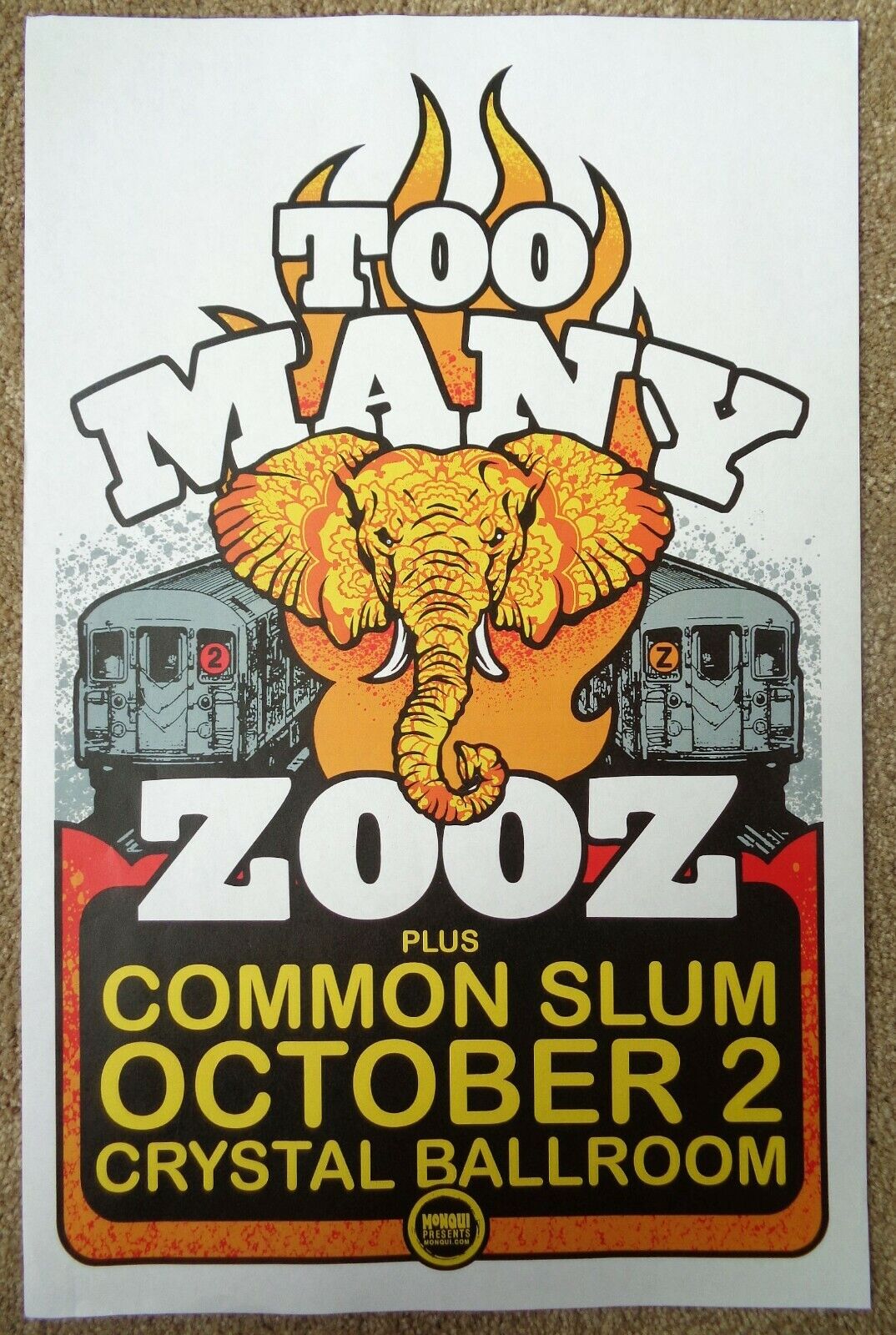 TOO MANY ZOOZ 2019 Gig POSTER Portland Oregon Concert Version 2 of 2