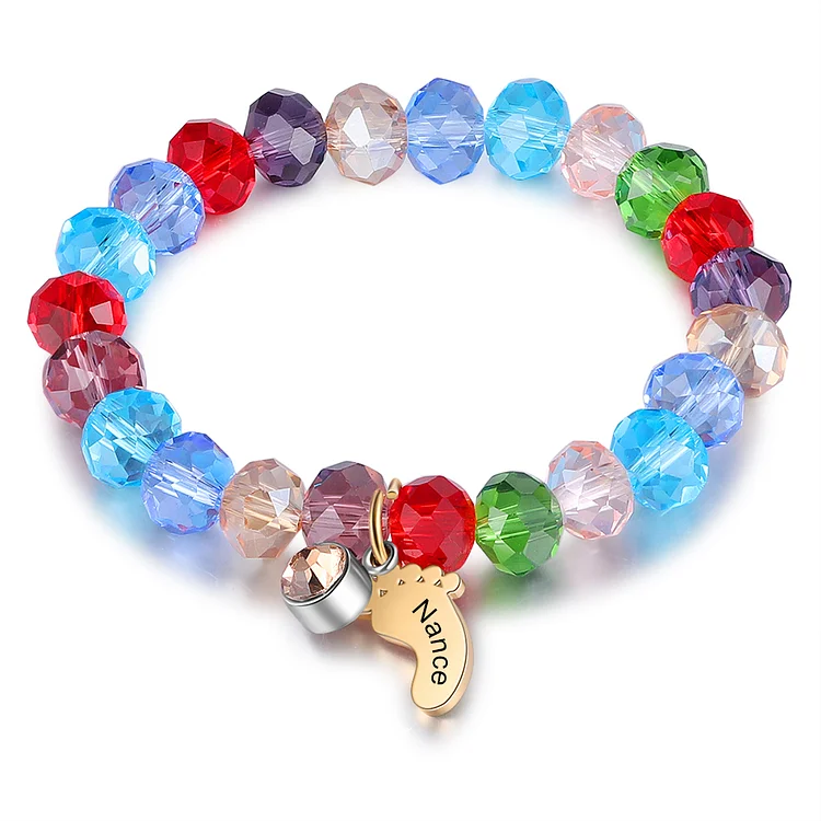 Bracelet 1 Prénom Personnalisé crystal avec pierre de naissance pour enfant Jessemade FR