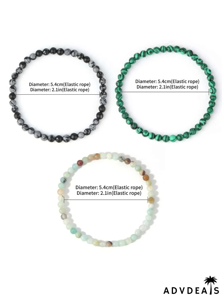 3pcs Stone Beaded Bracelet