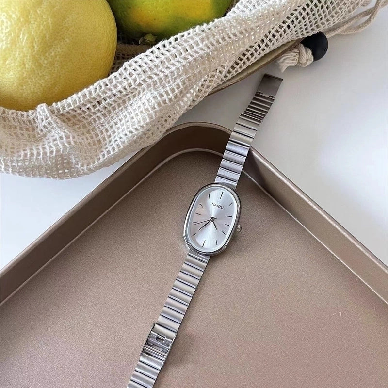 Elegant Oval Single Folding Buckle Quartz Women’s Watches
