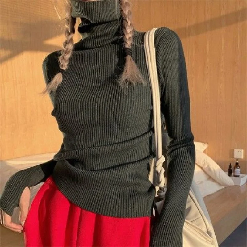 Toloer Winter Pullover Women Turtleneck Sweaters Casual Soft Heaps Collar Knit Sweater Women 2022 Basic Tops Warm Jumper 23797