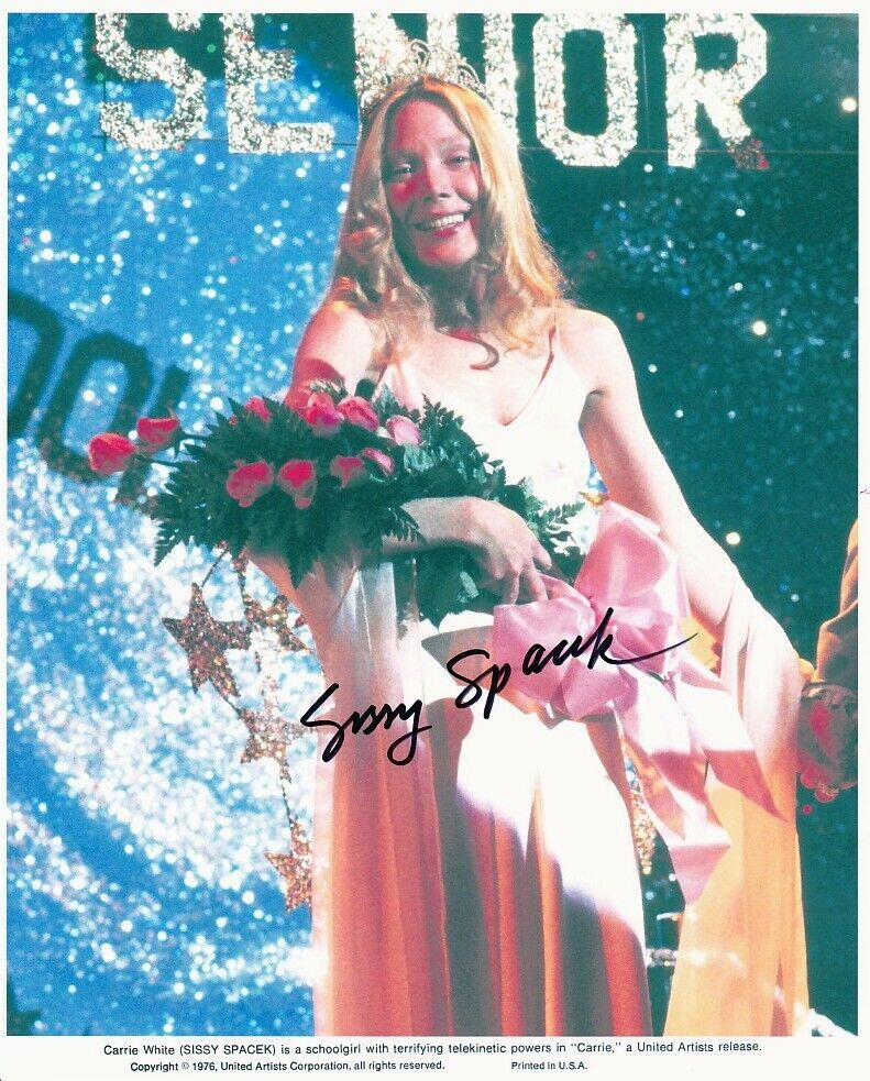 SISSY SPACEK hand-signed CARRIE color 8x10 authentic w/ coa PROM QUEEN CLOSEUP