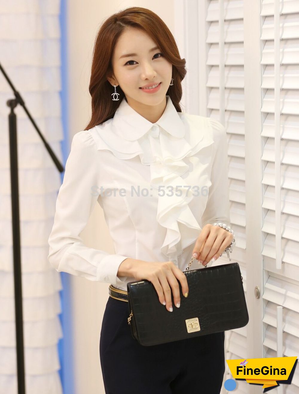 Spring New Arrival Chiffon Long Sleeve Female Blouse Shirt Fashion Ruffles Ladies White Black Office Blouses Women Clothes 8C81