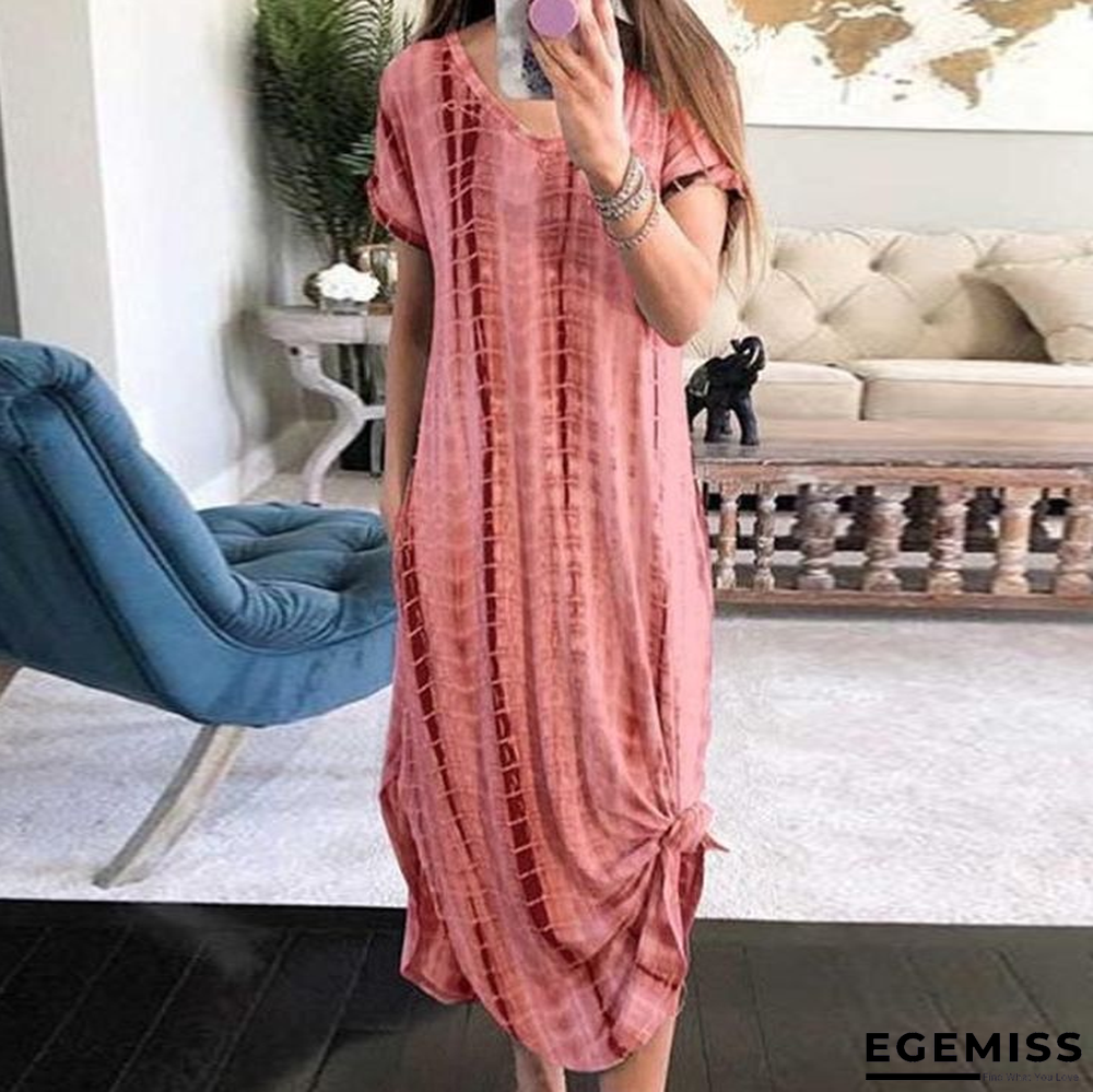 Baggy Print Scoop Neck Short Sleeve Maxi Dress | EGEMISS