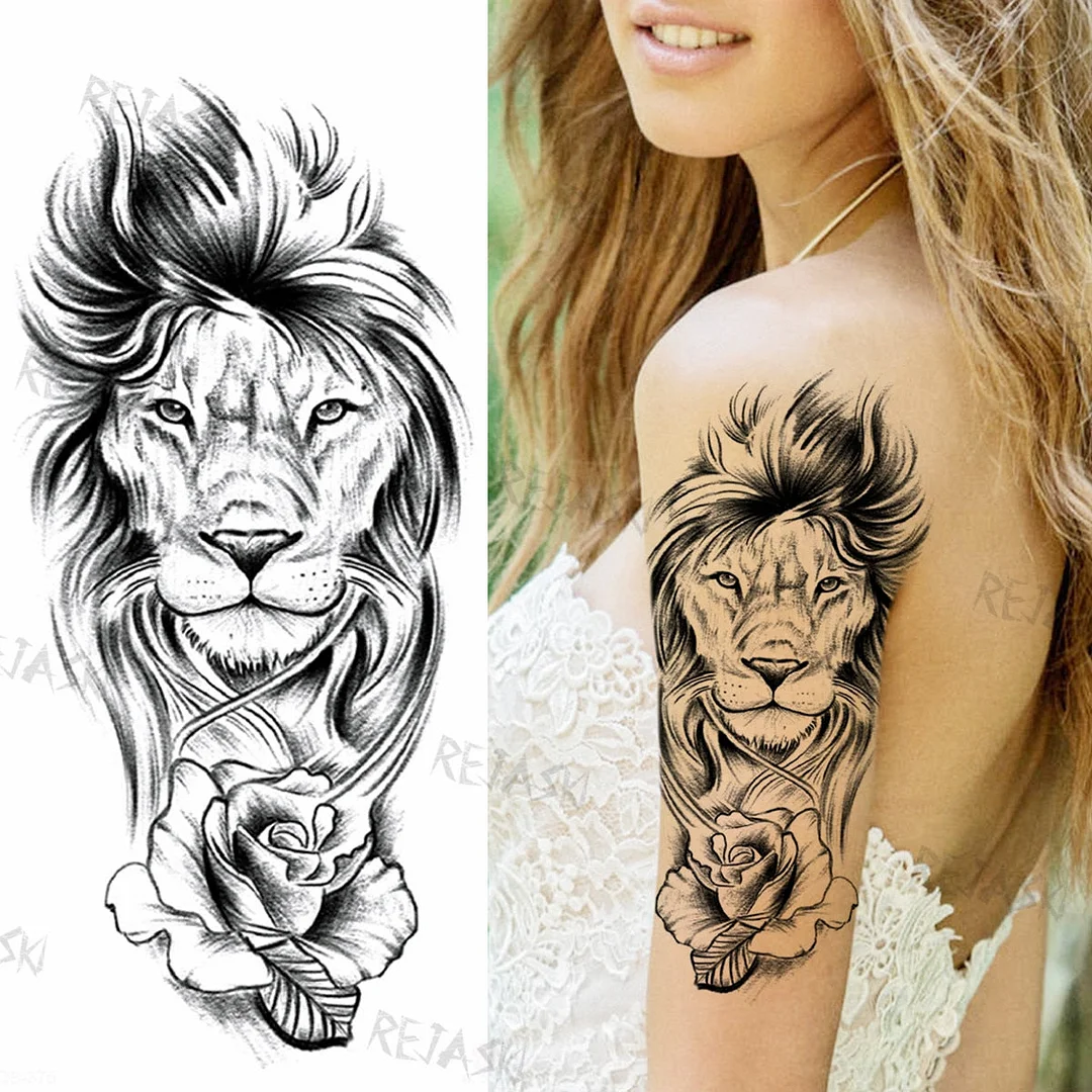 Gangster Wolf Temporary Tattoo For Women Men Death Skull Fake Tattoos Sticker DIY Harajuku Mermaid Waterproof Tatoo Body Art Arm