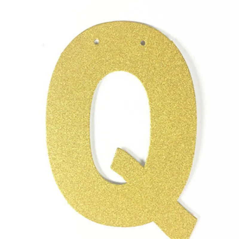 1Pcs/lot 13cm Personalized DIY Gold Glitter Paper Letter Banner Hanging Flags for Wedding Birthday Party Festival Decorations