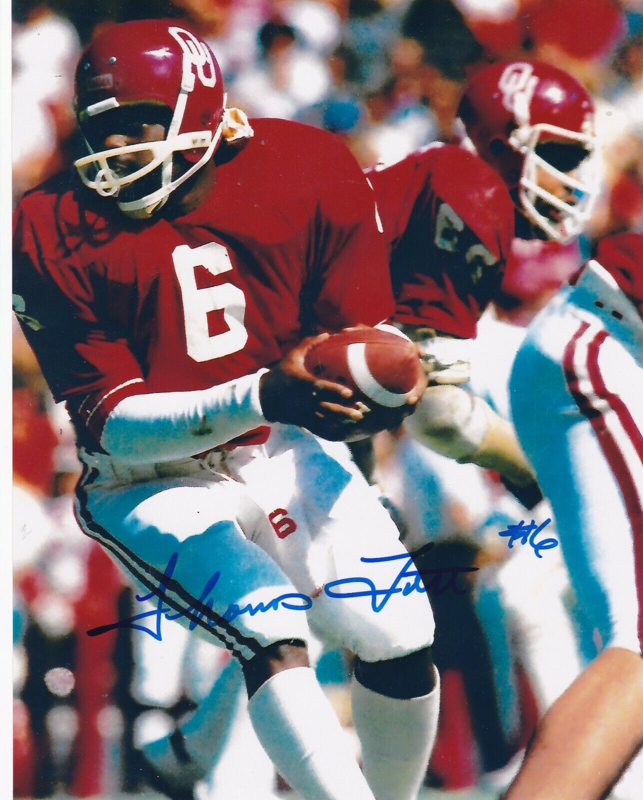 THOMAS LOTT OKLAHOMA SOONERS ACTION SIGNED 8x10