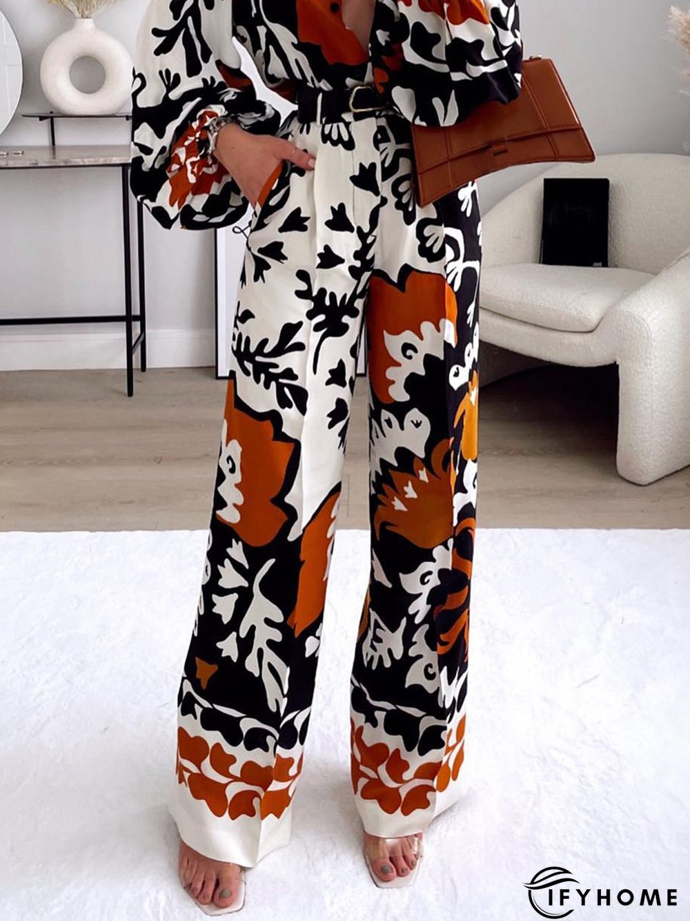 Vacation Printed Fashion  Pockets Straight Leg Pants | IFYHOME