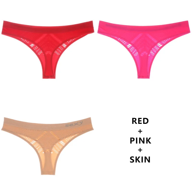 Meet'r 3Pcs/Lot Hollow Out Lingerie Europe Seamless Sexy Panties Women Temptation Underwear Mid-waist G String Drop Shipping