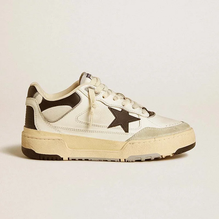 Golden Goose Forty2 Hombre de piel y cordones blancos con cristales Swarovski y estrella gris
