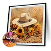 5D DIY Full Square Drill Diamond Painting Sunflower Hat Kit Home Decor 35x35cm (C)