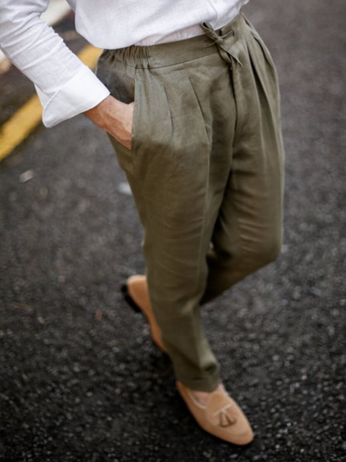 Men's Cotton Linen Loose Trousers