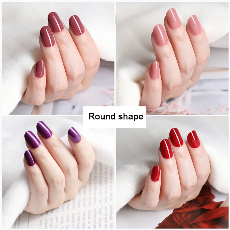 10 Sets Round Shape False Nail Tips In Same Color 24 Pieces/Set 10 Sizes Press on Fake Nails DIY Manicure Finger Nail Tips-Nail Inspo