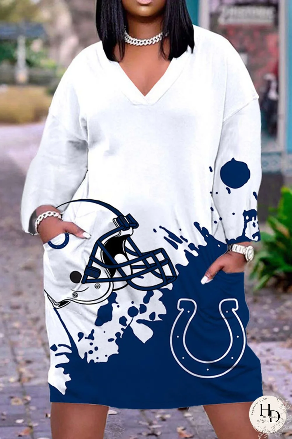 Black Yellow Casual Print Patchwork V Neck Straight Dresses