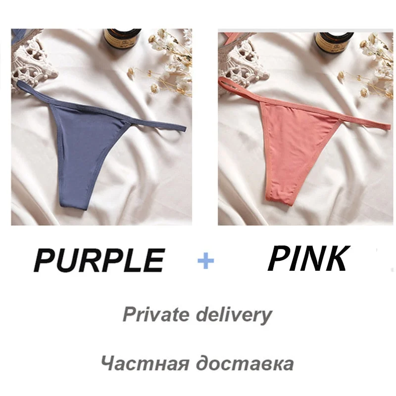 2PCS/Set Sexy Women G-String Underwear Panties Low Waist Panties Female Underpants Cotton Crotch T-back Pantys Thong Lingerie