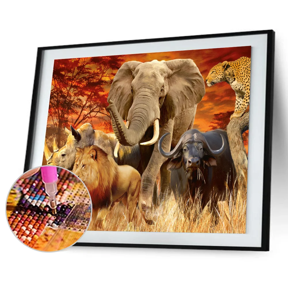 Diamond Painting - Full Round Drill - Jungle Animals(60*40cm)
