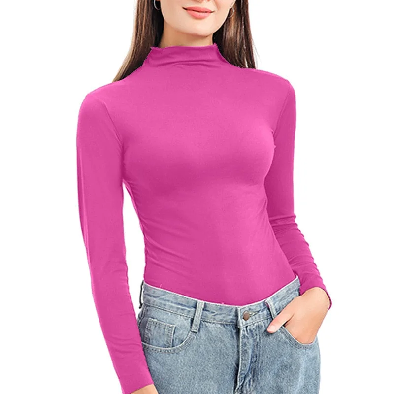 Plus Size Turtleneck Sweater Women Winter Autumn Long Sleeve Elasticity Bottoming Tops Solid Color Slim Fit Warm Knit Pullovers