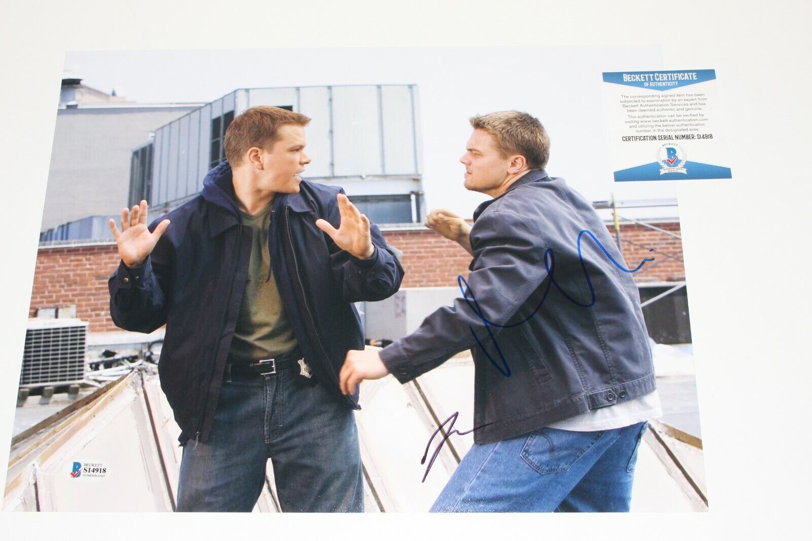 LEONARDO DICAPRIO MATT DAMON SIGNED 'THE DEPARTED' 11x14 MOVIE Photo Poster painting BECKETT COA