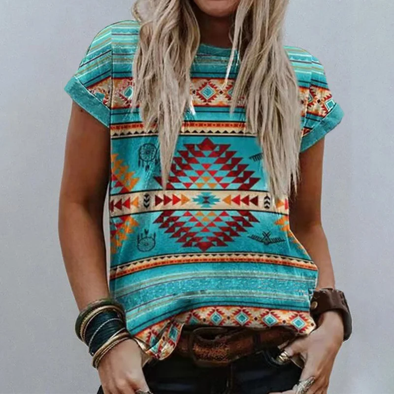 Western Vintage Print Short Sleeve T-Shirt