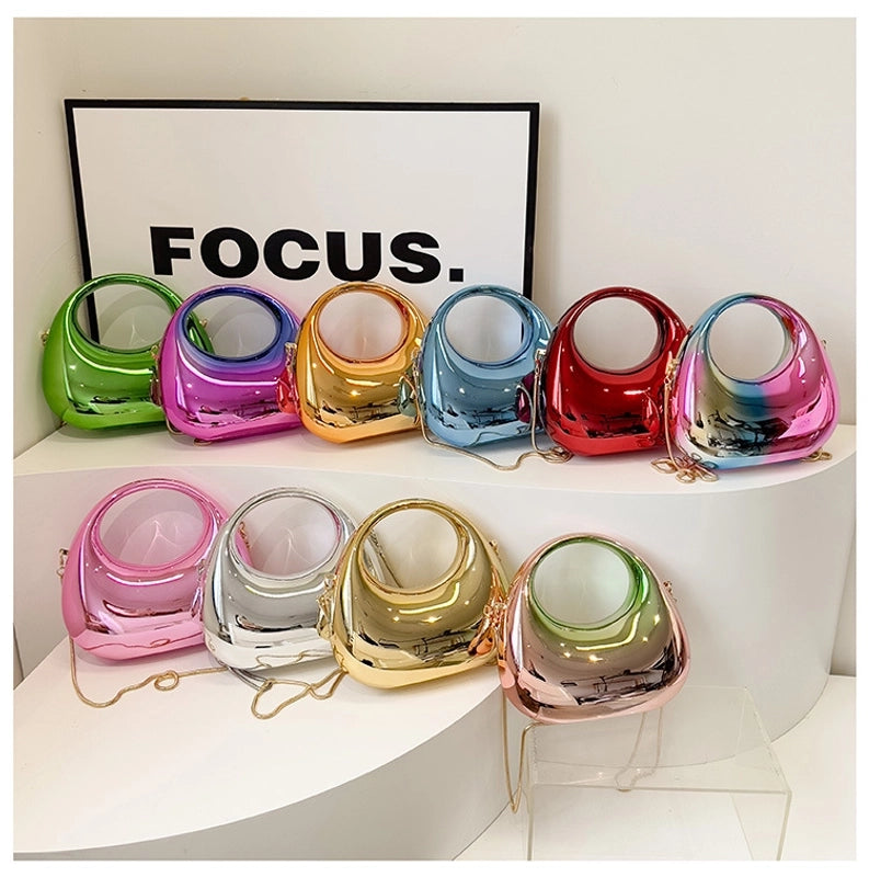 Women's Arylic Gradient Color Solid Color Streetwear Dumpling Shape Magnetic Buckle Evening Bag