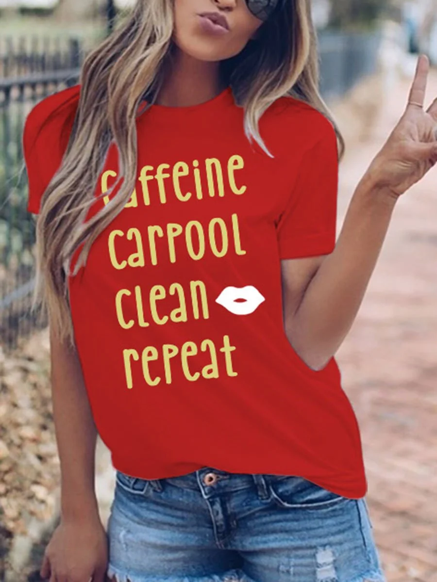 Round Neck Letters Printed T-shirt