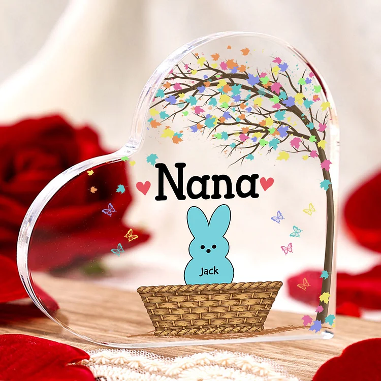 1 Name-Personalized Acrylic Heart Keepsake Custom Names Bunny Acrylic plaque  Ornaments Gifts for Mum/Nan/Nana