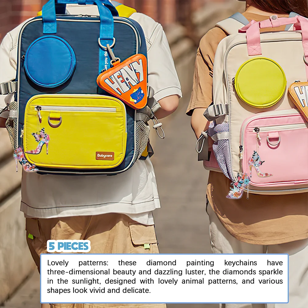 6pcs DIY Butterfly High Heels Full Drill Diamonds Pendants Double Sided Gift for Kids