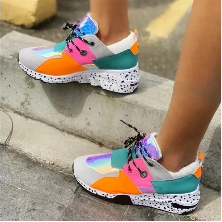 New Fashion Women's Sneakers Leopard Print Leather Thick Bottom Increased Sneakers Casual Comfortable Sports Shoes For Ladies