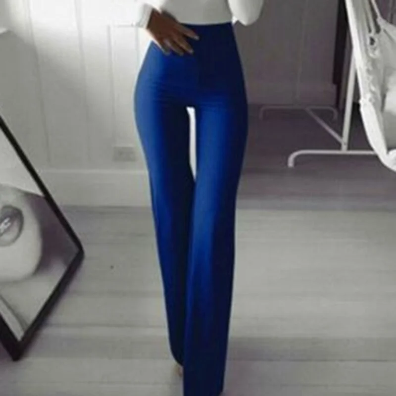 Women Fashion Trousers 2021 Autumn New Multi Colors Slim Trumpet Trendy Pants Ladies Commuter Slimming Stretch Wide Leg Pants