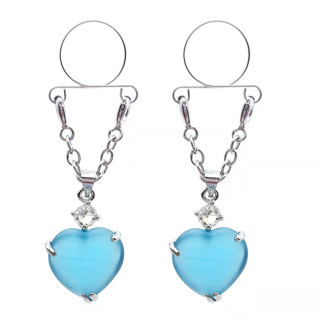 BLUE HEART FAKE NIPPLE RING