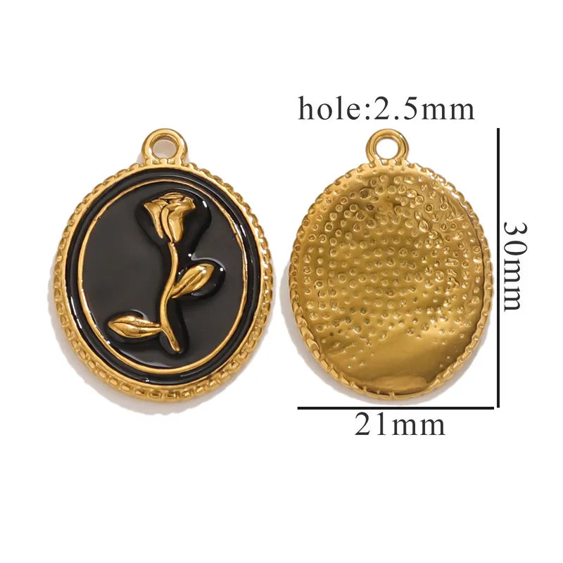 1 Piece 18 * 23mm 19mm 20.5mm 304 Stainless Steel Leaf Rose Flower Pendant Jewelry Accessories