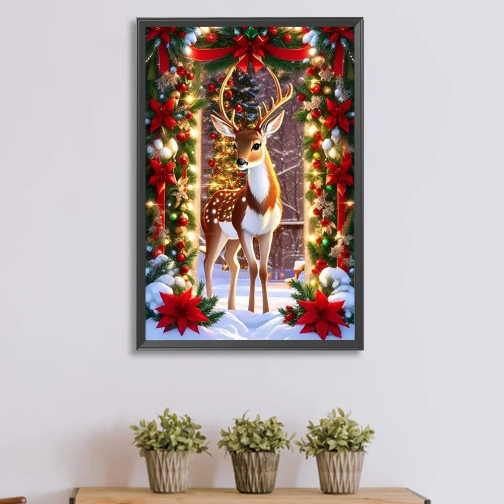 Diamond Painting - Full Round Drill - Christmas Elk(Canvas|40*60cm)