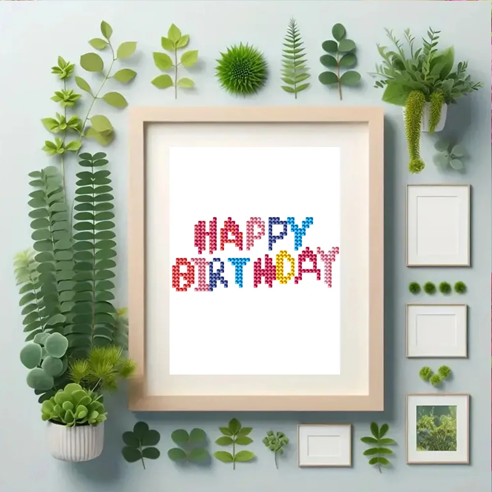 12pcs Birthday DIY Mini Round Diamond Painting Set Table Decor No Frame 15x18cm