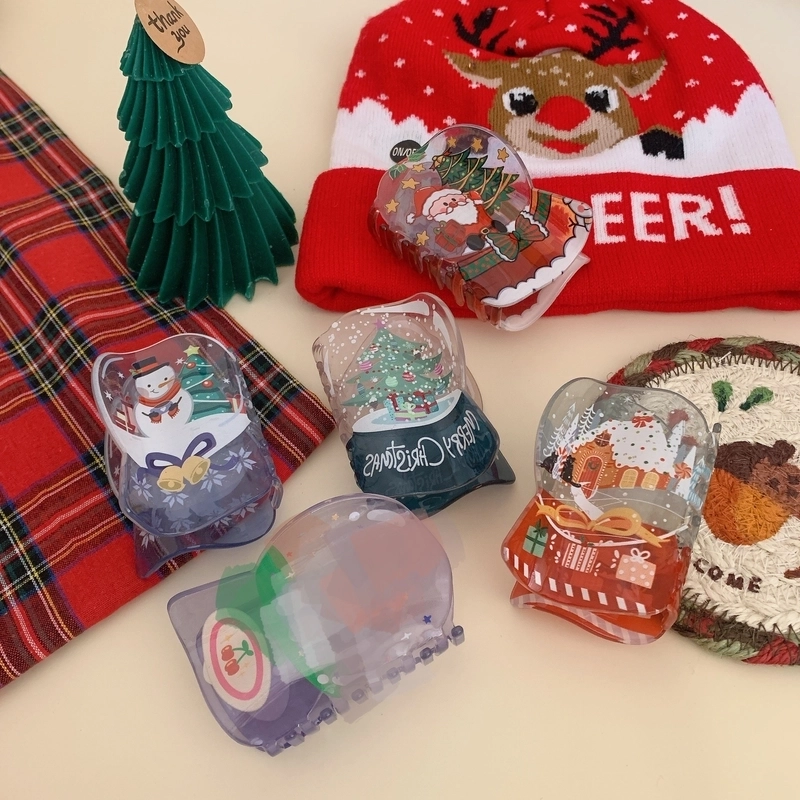 Cute Minimalist Women’s Christmas Tree Santa Claus Arylic Hair Claws