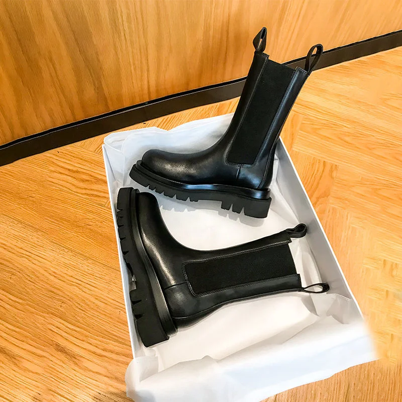 New Luxury Chelsea Boots Women Ankle Boots Chunky Winter Shoes Platform Ankle Boots Slip On Chunky Heel BV Boot Brand Designer