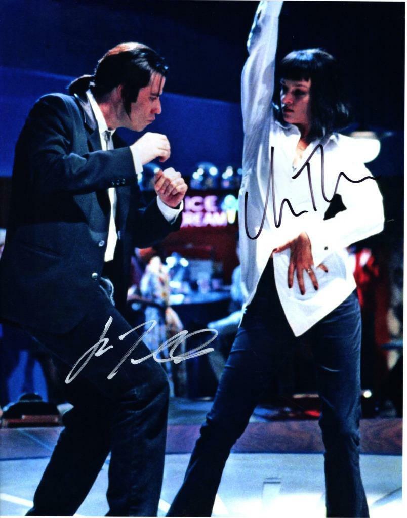 John Travolta Uma Thurman signed 11x14 Photo Poster painting Pic autographed Picture with COA