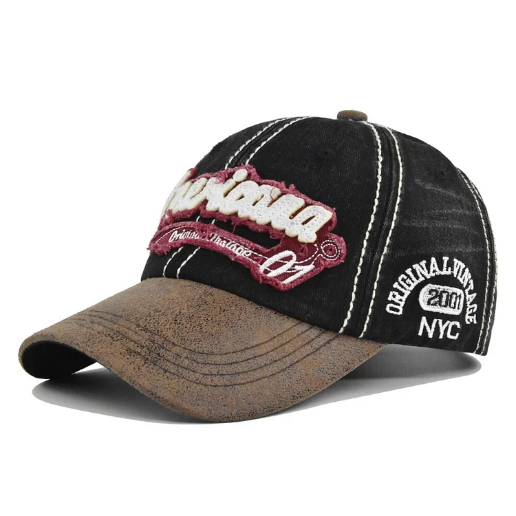 Cross-Border Three-Dimensional Embroidery Baseball Cap Suede Embroidered Peaked Cap Washed Distressed Sun Hat Cap Floppy Hat