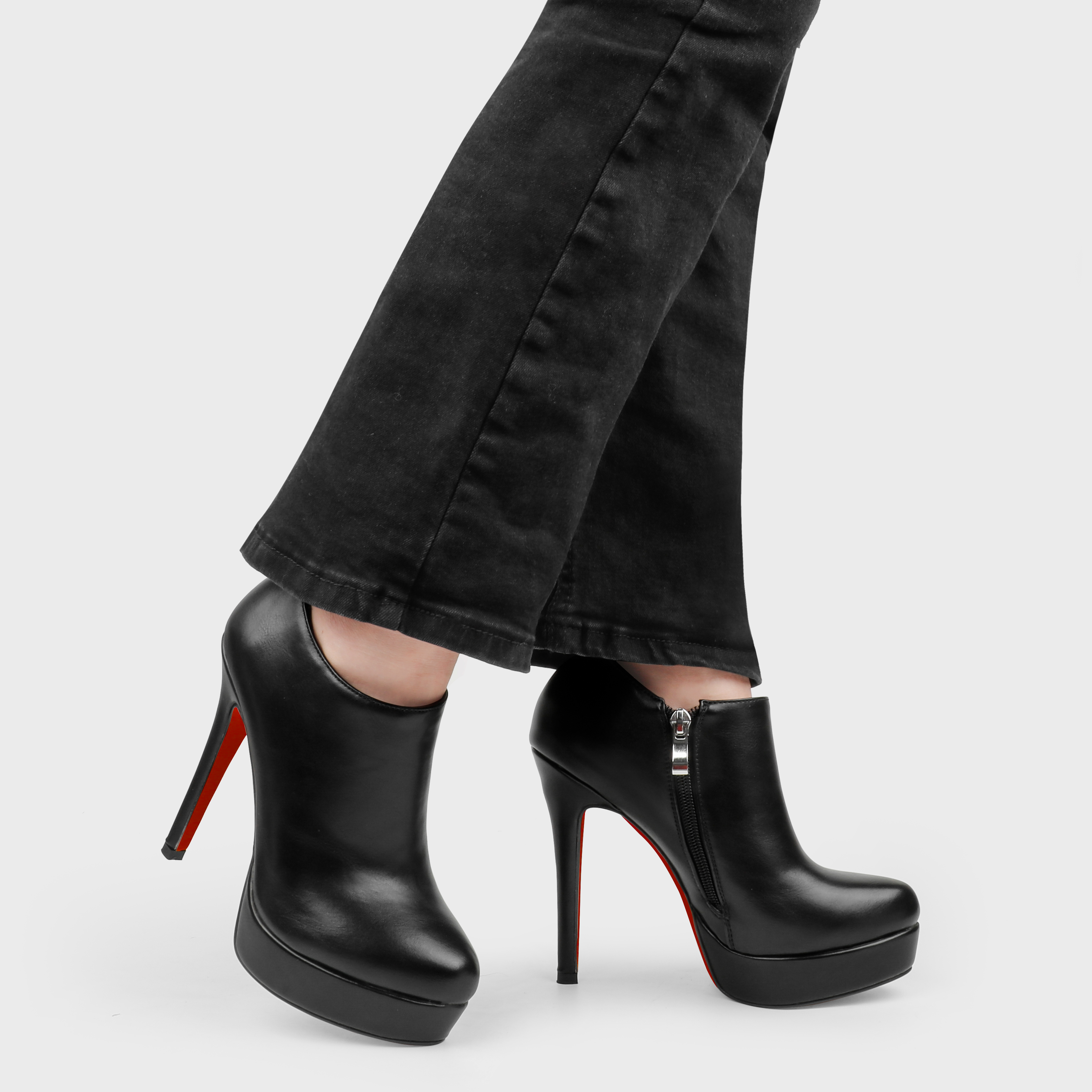130mm Women's Ankle Boots High Heels Platforms Shoes Red Bottom Pointy Toe Sexy Boots-MERUMOTE